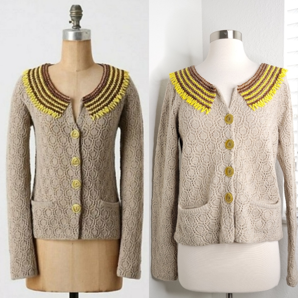 ANTHROPOLOGIE SPARROW Rising Ra Beaded Cardigan M.
